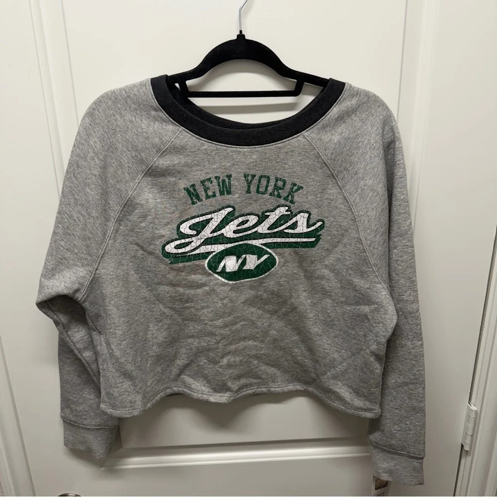 NFL Team‎ Apparel Youth Girls New York Jets Crop Top Grey Color Size L 10/12 NWT